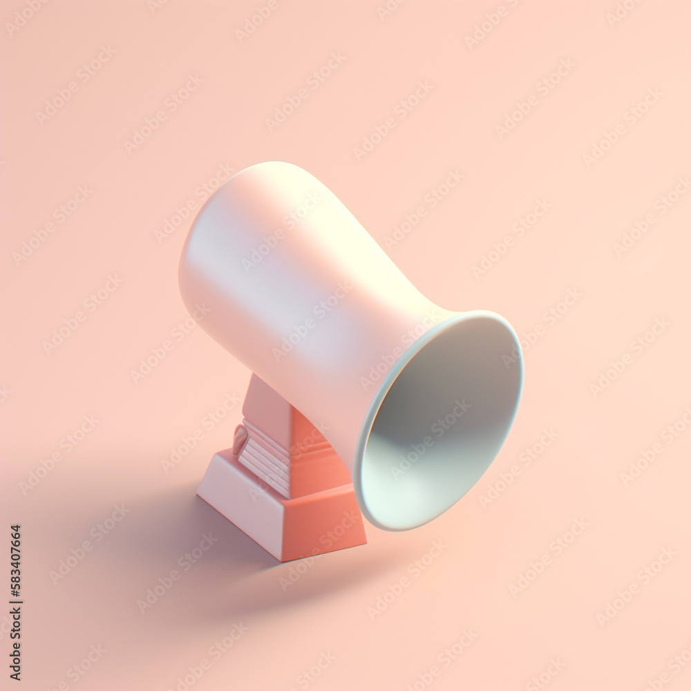 Poster cute tiny isometric modern style megaphone with generative ai