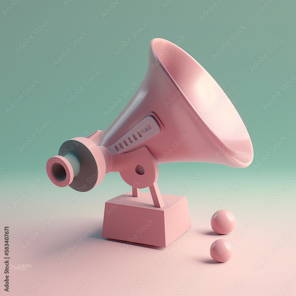 Poster cute tiny isometric modern style megaphone with generative ai