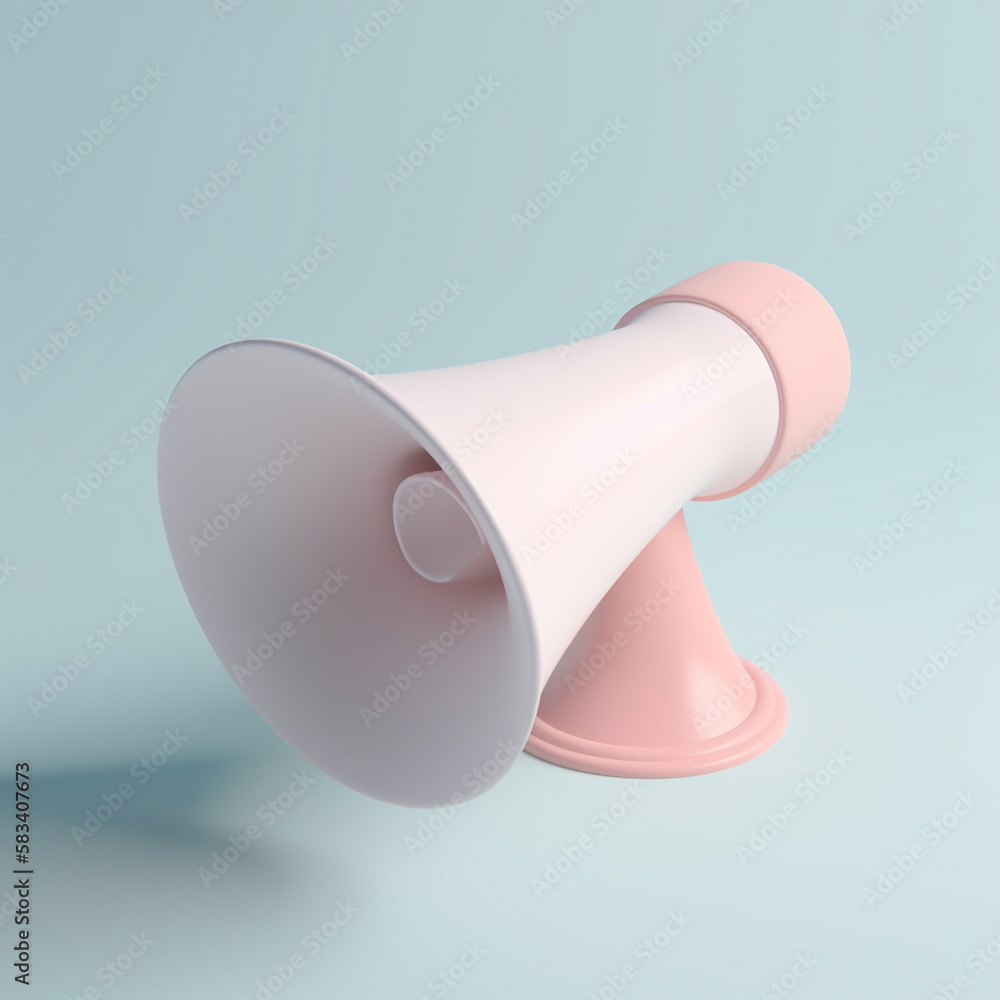 Poster cute tiny isometric modern style megaphone with generative ai