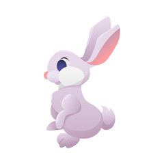 Obraz na płótnie Canvas Cute Rabbit Isolated on a White. Farm Animal. Vector Children Illustration in Cartoon Style.