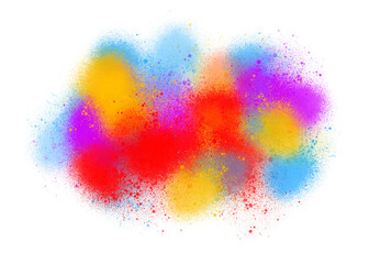 Multicolored explosion of rainbow powder