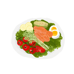 salmon steak with vegetables