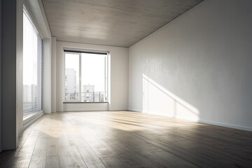 Blank space (empty wall in a bright room). Generative AI