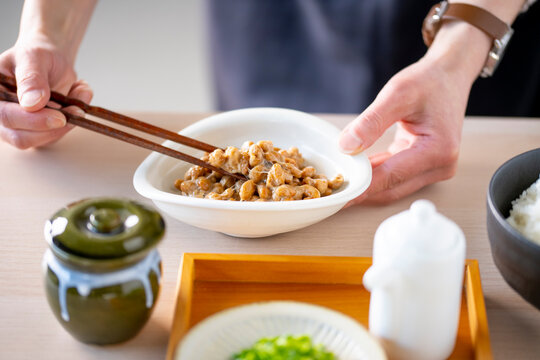 Japanese food Natto ”納豆”.
Traditional Japanese food ”Natto” image.
