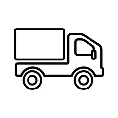 Delivery Truck Pickup Box Car Outline Vector Icon Illustration
