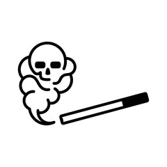Cigarette And Skull No Smoking Sign Outline Vector Icon Illustration