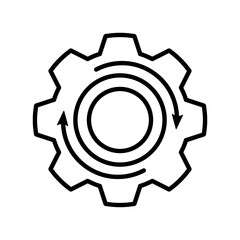 Gear Rotation, Updating System Outline Icon Vector Illustration