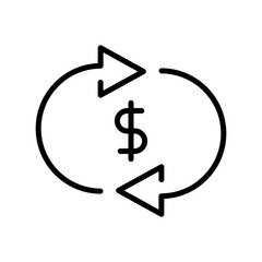 Repeat Buy Back, Change Currency Icon Outline Vector Illustration