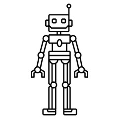 Robot Full Body Outline Vector Illustration
