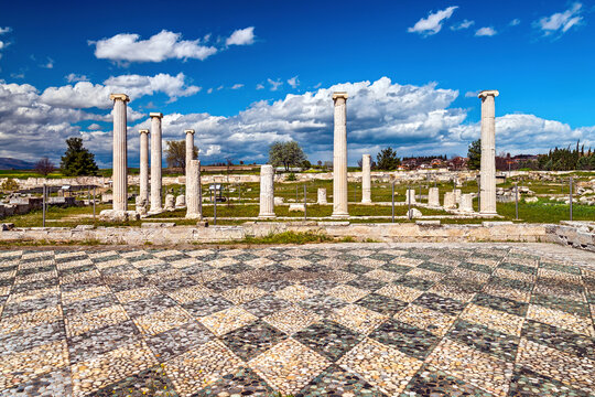 The "House of Dionysus" at the archaeological site of Ancient Pella, Macedonia, Greece.