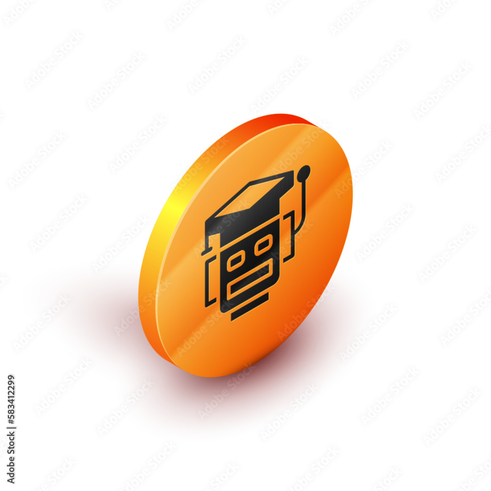 Poster isometric robot icon isolated on white background. artificial intelligence, machine learning, cloud 