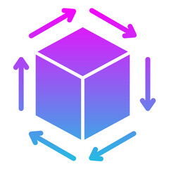 Cube Glyph Gradient Icon