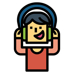 listening filled outline icon style