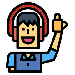 listening filled outline icon style