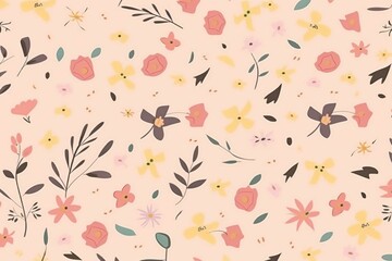 Beautiful Flower Background. Field of Flower. Cute flower in colorful Background. Generative AI