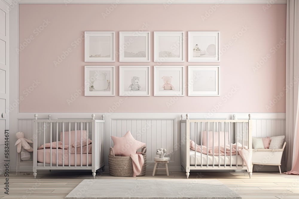 Aufkleber two empty mockup photo frames. generative ai