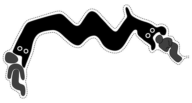 Two-headed snake devouring two humanoid figure, geoglyph from Palpa