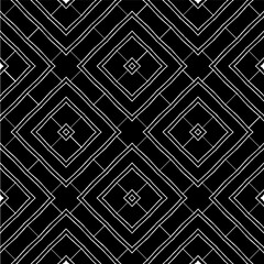 Vector geometric seamless pattern. Minimal ornamental background with abstract shapes. Black and white texture. Simple abstract ornament background. Dark repeat design for decor, fabric, cloth.