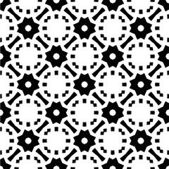 Vector geometric seamless pattern. Minimal ornamental background with abstract shapes. Black and white texture. Simple abstract ornament background. Dark repeat design for decor, fabric, cloth.