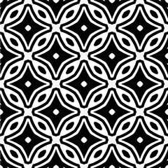 Vector geometric seamless pattern. Minimal ornamental background with abstract shapes. Black and white texture. Simple abstract ornament background. Dark repeat design for decor, fabric, cloth.