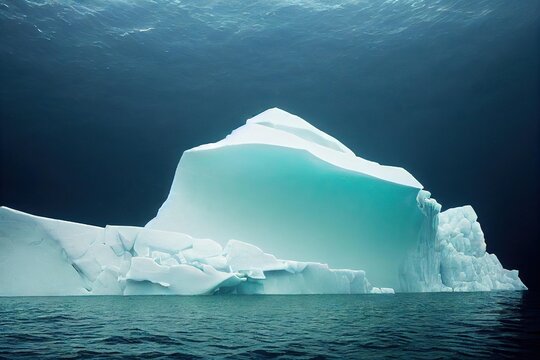 large sej iceberg in salt water seascape., created with generative ai