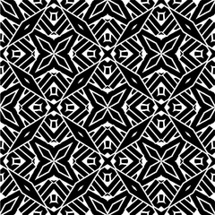 Vector geometric seamless pattern. Minimal ornamental background with abstract shapes. Black and white texture. Simple abstract ornament background. Dark repeat design for decor, fabric, cloth.