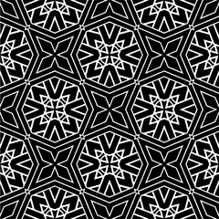 Vector geometric seamless pattern. Minimal ornamental background with abstract shapes. Black and white texture. Simple abstract ornament background. Dark repeat design for decor, fabric, cloth.