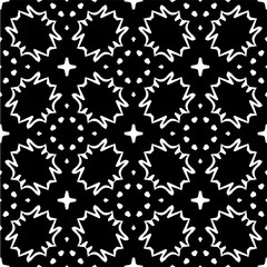 Vector geometric seamless pattern. Minimal ornamental background with abstract shapes. Black and white texture. Simple abstract ornament background. Dark repeat design for decor, fabric, cloth.