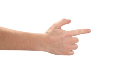 Male hand pointing at something, cut out