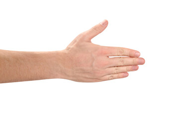 Hand in a welcoming gesture, cut out