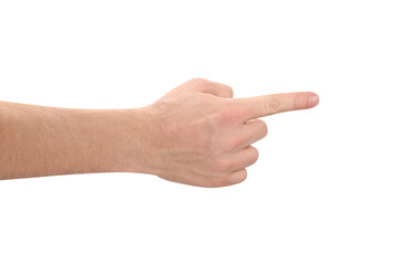 Pushing or pointing male hand, cut out