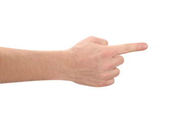 Pushing or pointing male hand, cut out