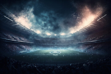 Fototapeta na wymiar football stadium, soccer at night, generative ai