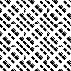 Vector geometric seamless pattern. Minimal ornamental background with abstract shapes. Black and white texture. Simple abstract ornament background. Dark repeat design for decor, fabric, cloth.