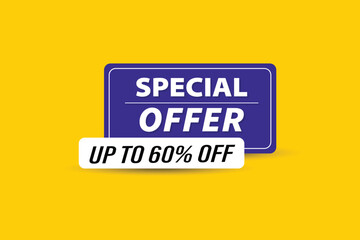Special offer discount banner design with yellow background.