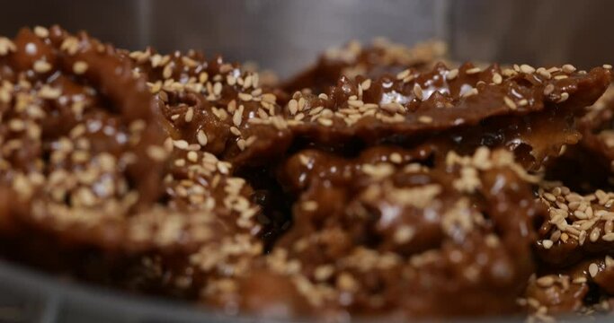 Culinary elegance on display: the finished chebakia, a harmony of taste, texture, and visual appeal