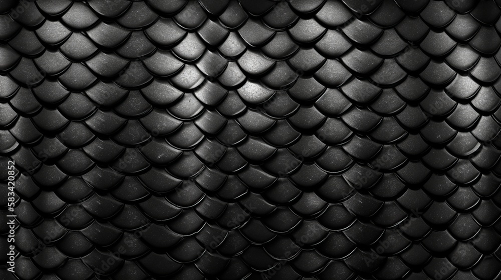 Poster black scales. dragon, snake, lizard scale pattern generative ai