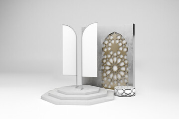 Arabic Promotional Flags Perspective Side In White Background