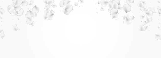Snowy Floral Vector Light Panoramic Background.