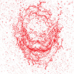 Red Water Splash Object on Transparent Background.