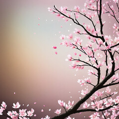 Fototapeta premium pink sakura branch closeup watercolors painting with generative AI technology