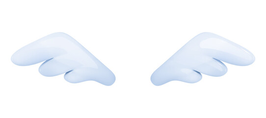 Two cartoon wings icon. Abstract shape wing bird. Cartoon decoration elements. Vector illustration 3d mockup © Doloves