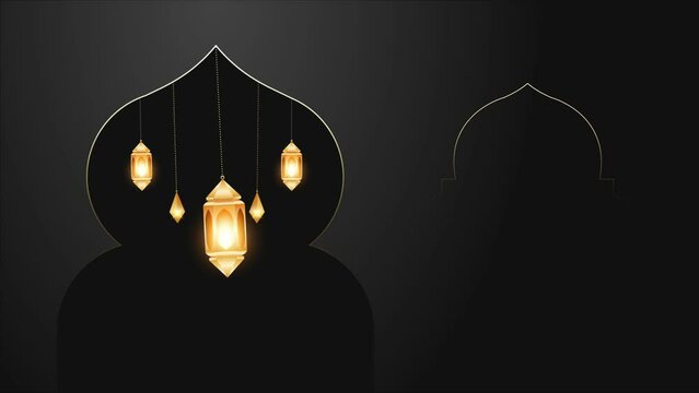 Eid  Mubarak Animated Motion Graphics with Moon and Islamic Background. There is a space on the design for your message text and logo