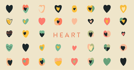 ラフな手書き風ハートのベクタータイトル素材