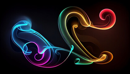 Fototapeta premium 3d rendering, abstract background, colorful neon wavy line in Yin Yang Style, by generative AI