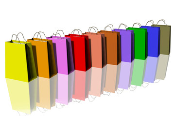 PNG; Trasparente; Borse shopping colorate su sfondo trasparente.