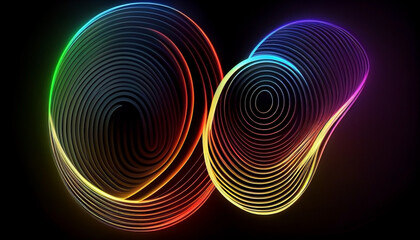 3d rendering, abstract background, colorful neon wavy line in Yin Yang Style, by generative AI