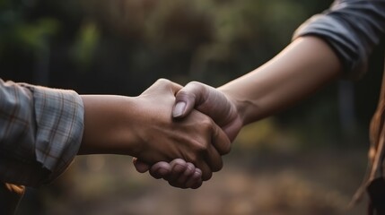 Close-up of two friends holding hands, Generative AI