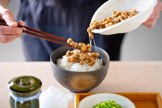 Japanese food Natto ”納豆”.
Traditional Japanese food ”Natto” image.
