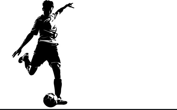 "The Art of Football: A Striking Silhouette of a Soccer Player"
"Cutting Through the Field: A Vector Image of a Soccer Player in Motion"